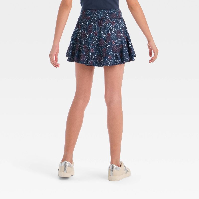 slide 2 of 3, Girls' 4th of July Knit Skort - All In Motion™ Navy Blue Fireworks XS, 1 ct