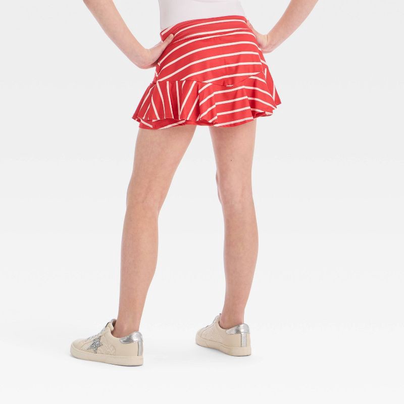 slide 2 of 3, Girls' Knit Skort - All In Motion™ Red Striped L, 1 ct