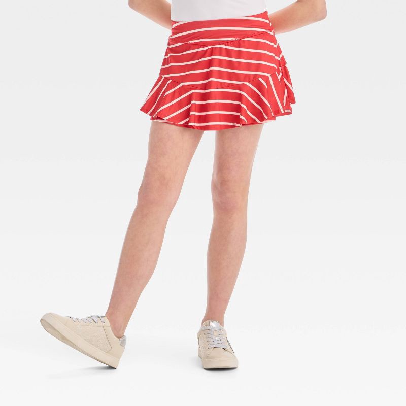 slide 1 of 3, Girls' Knit Skort - All In Motion™ Red Striped L, 1 ct