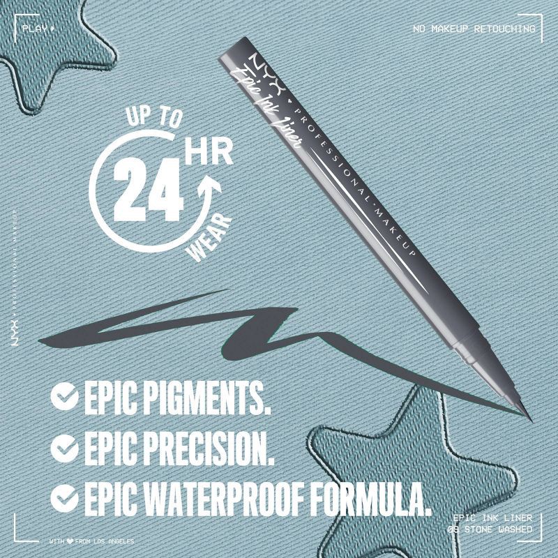 slide 3 of 12, NYX Professional Makeup Epic Wear Liquid Liner Long-Lasting Waterproof Eyeliner - Stone Washed - 0.03 fl oz, 0.03 fl oz