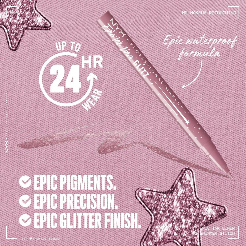 slide 3 of 11, NYX Professional Makeup Epic Wear Glitz Waterproof Metallic Liquid Eyeliner - Shimmer Stitch - 0.03fl oz, 0.03 fl oz