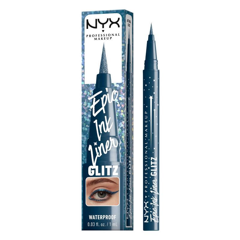 slide 12 of 12, NYX Professional Makeup Epic Wear Glitz Waterproof Metallic Liquid Eyeliner - Denim Dazzle - 0.03 fl oz, 0.03 fl oz