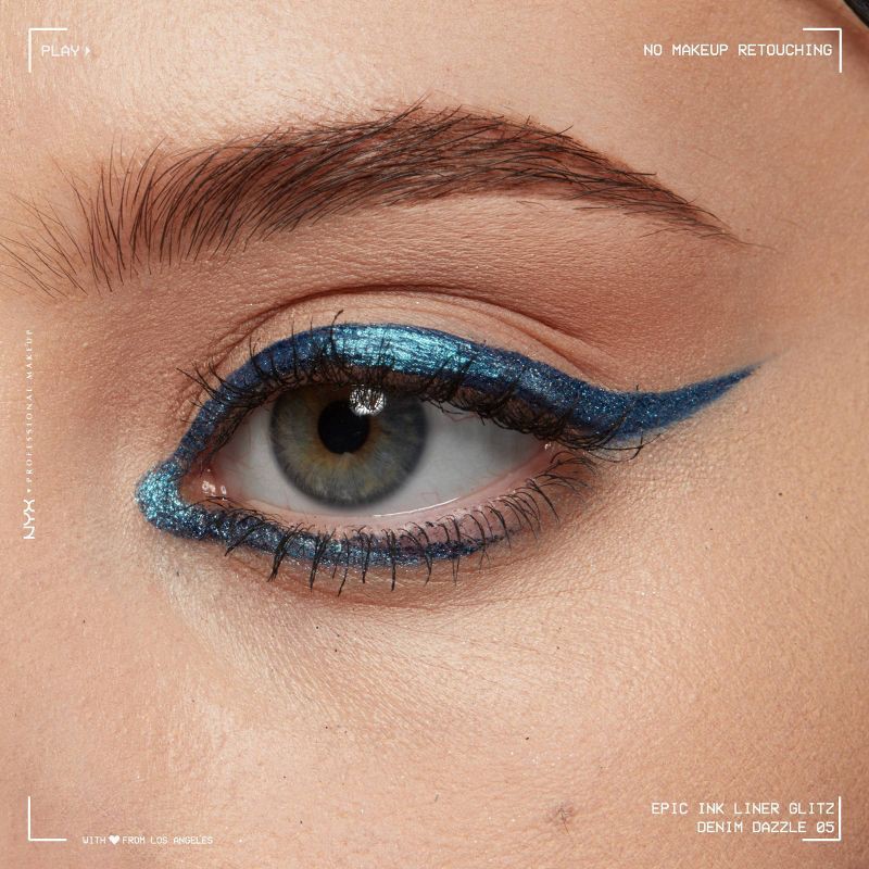 slide 5 of 12, NYX Professional Makeup Epic Wear Glitz Waterproof Metallic Liquid Eyeliner - Denim Dazzle - 0.03 fl oz, 0.03 fl oz