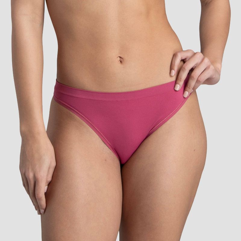 slide 2 of 5, Fruit of the Loom Women's 6pk Seamless Thong - 8: Mid Rise, Tagless, 4-Way Stretch, Knit Fabric, 6 ct