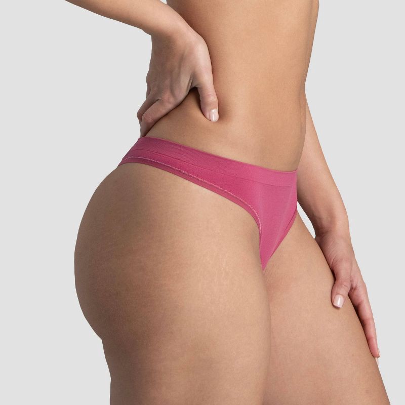 slide 3 of 5, Fruit of the Loom Women's 6pk Seamless Thong - 8: Mid Rise, Tagless, 4-Way Stretch, Knit Fabric, 6 ct