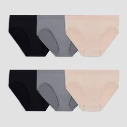 Fruit of the Loom Women's 6pk Seamless Bikini Underwear - Black/Gray/Beige 7