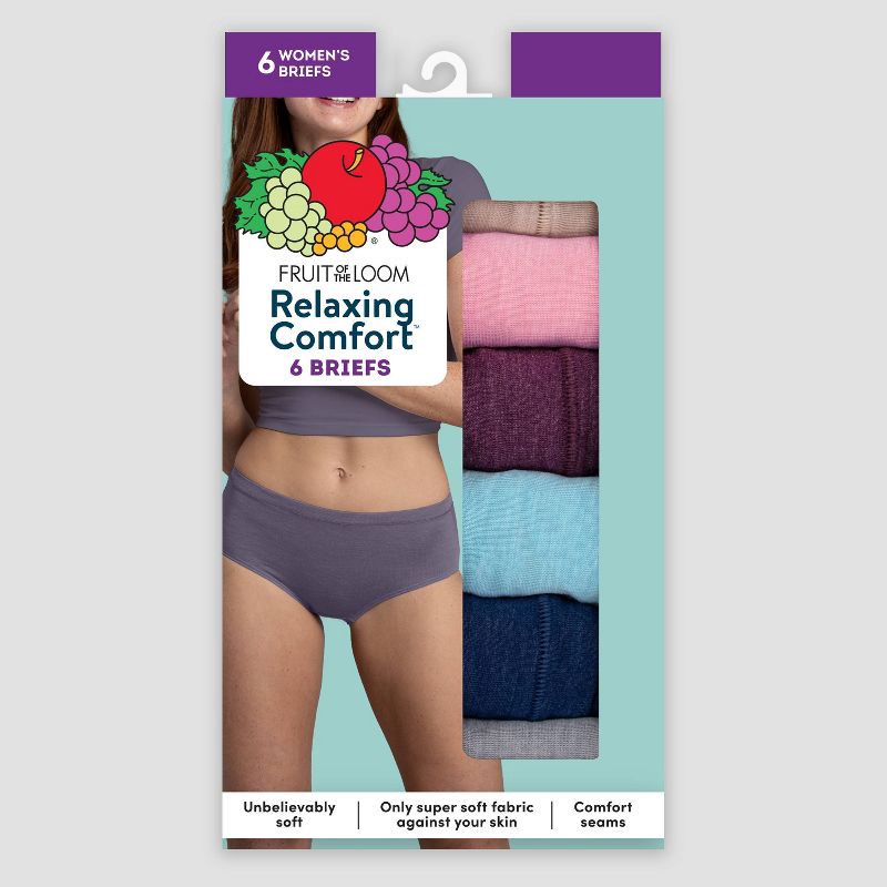 slide 5 of 5, Fruit of the Loom Women's 6pk Relaxing Comfort Briefs - 8: Modal Blend, Tagless, Flat Seams, Stretch Fabric, 6 ct