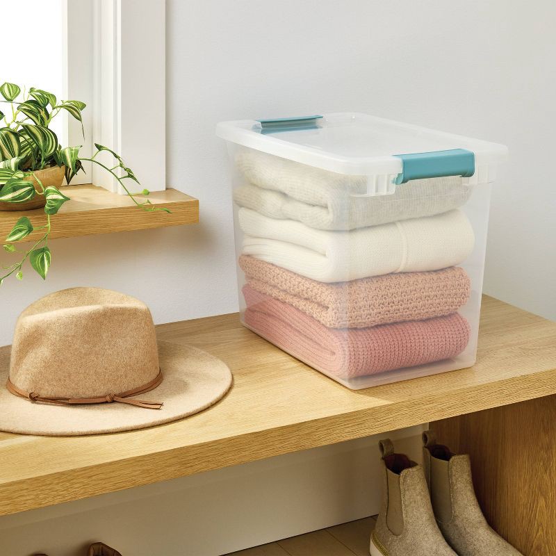 slide 2 of 4, 27qt Deep Storage Bin Clear with Latches - Brightroom™, 27 qt