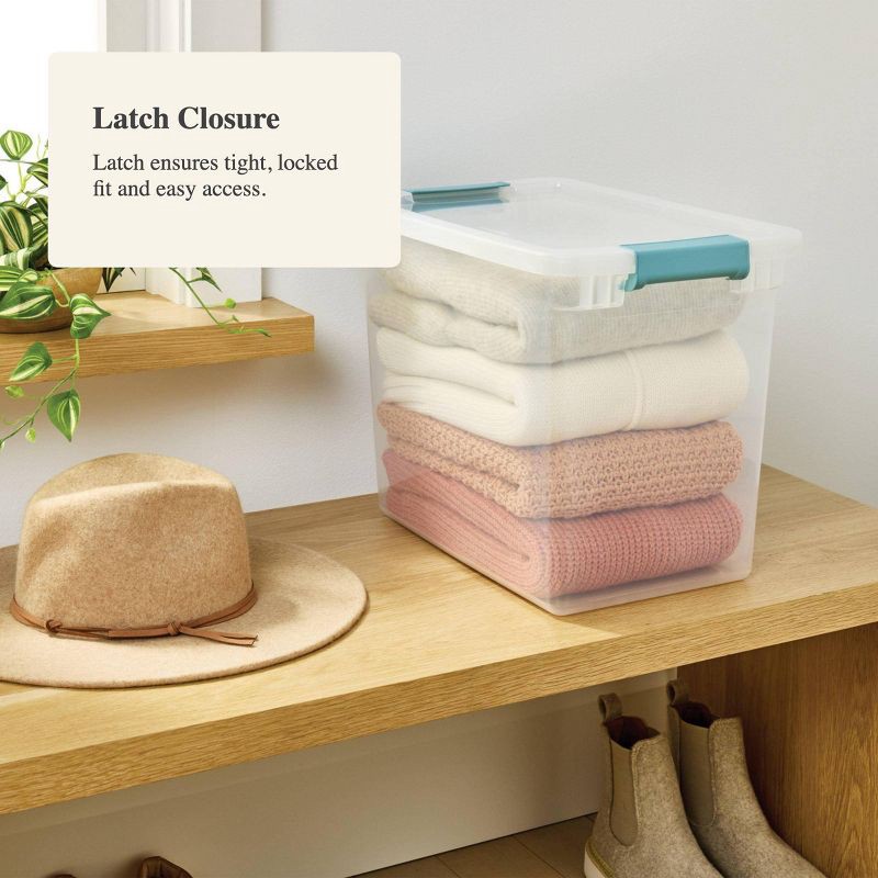 slide 4 of 4, 27qt Deep Storage Bin Clear with Latches - Brightroom™, 27 qt