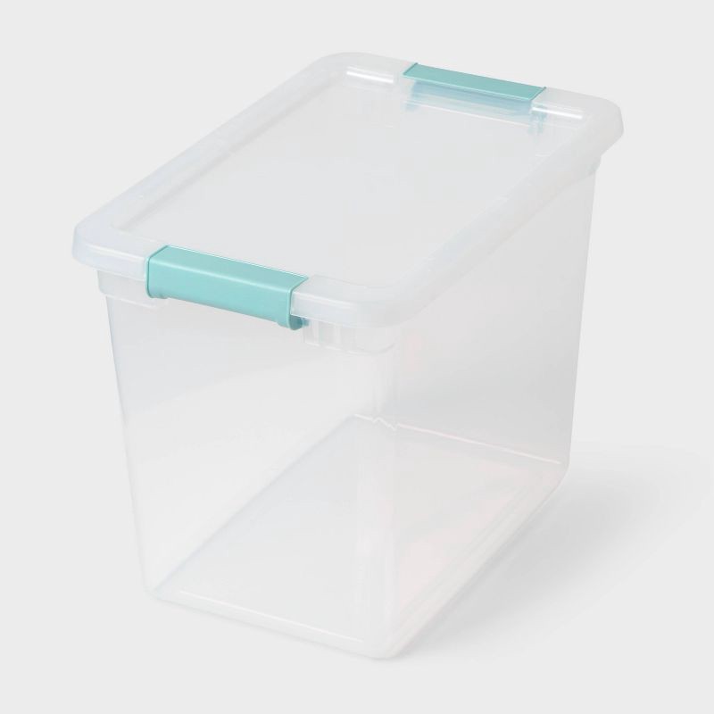 slide 1 of 4, 27qt Deep Storage Bin Clear with Latches - Brightroom™, 27 qt