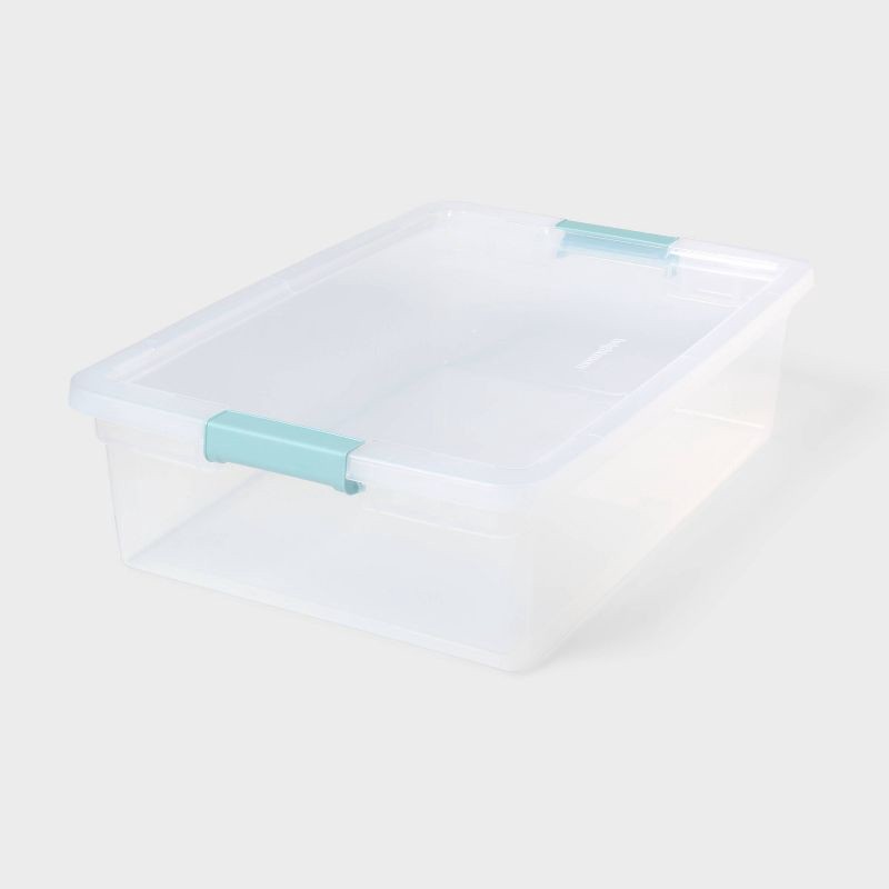 slide 1 of 4, 32qt Clear Storage Bin with Latches - Brightroom™, 32 qt