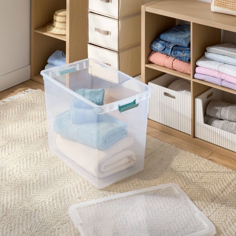 slide 2 of 4, 86qt Deep Storage Bin Clear with Latches - Brightroom™, 86 qt