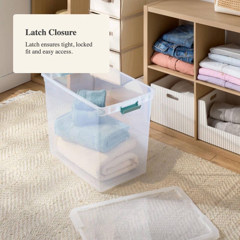 slide 4 of 4, 86qt Deep Storage Bin Clear with Latches - Brightroom™, 86 qt