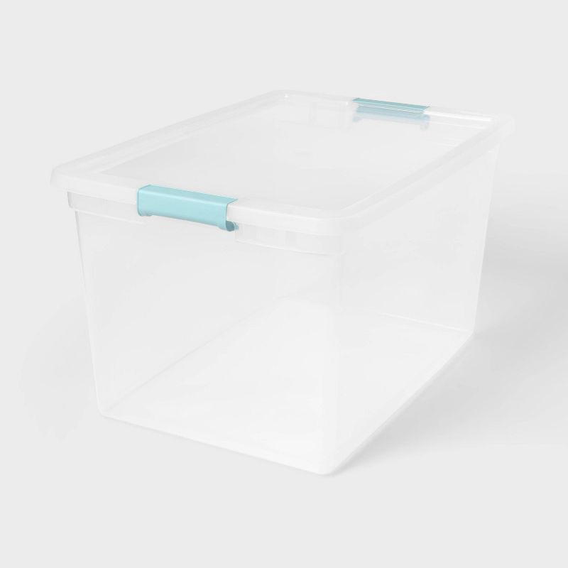 slide 1 of 4, 66qt Clear Storage Bin with Latches - Brightroom™, 66 qt