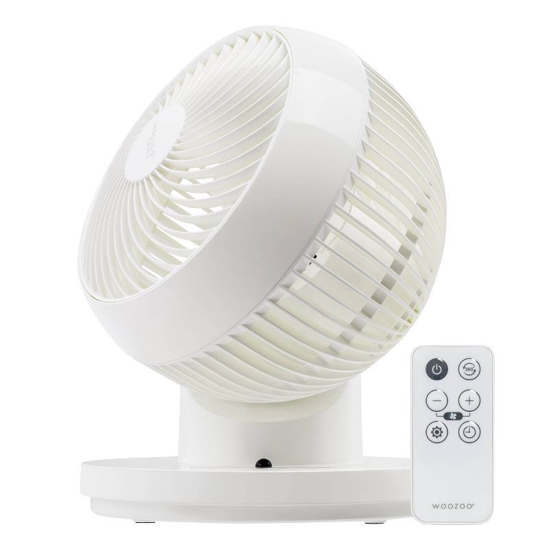 slide 8 of 12, IRIS WOOZOO 360° Oscillating Fan with Remote and Timer 3 Speed Settings, 1 ct