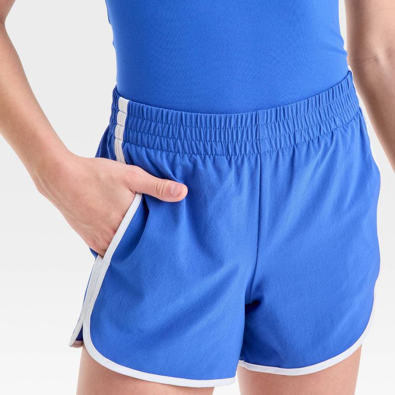 slide 3 of 3, Girls' Woven Piped Shorts - All In Motion™ Royal Blue XL, 1 ct
