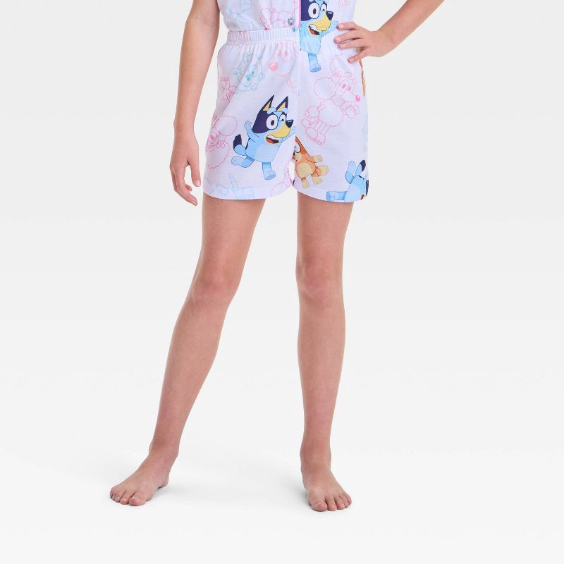 slide 4 of 4, Girls' Bluey Pajama Set - White S, 1 ct