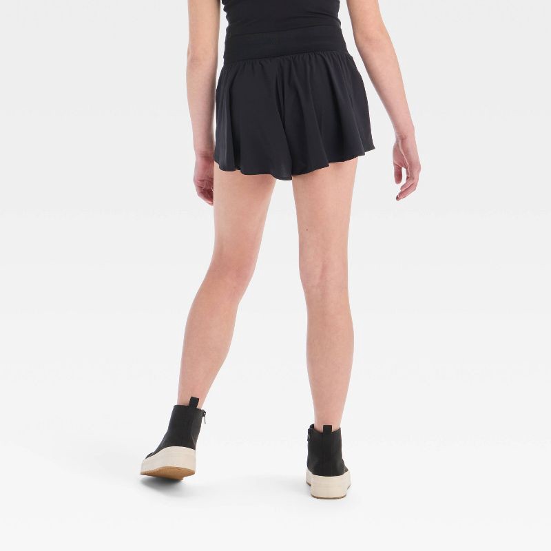 slide 2 of 3, Girls' Crossover Waistband Shorts - All In Motion™ Black XL, 1 ct