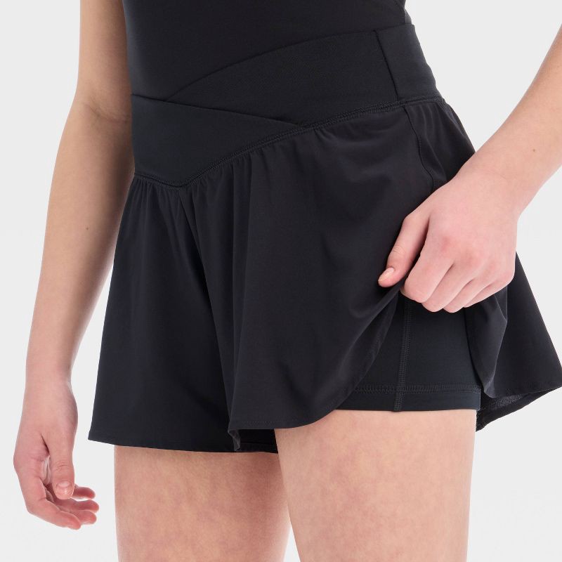 slide 3 of 3, Girls' Crossover Waistband Shorts - All In Motion™ Black XL, 1 ct