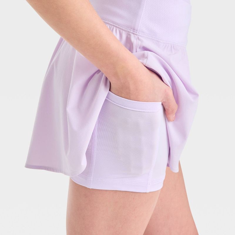 slide 3 of 3, Girls' Crossover Waistband Shorts - All In Motion™ Lilac Purple L, 1 ct
