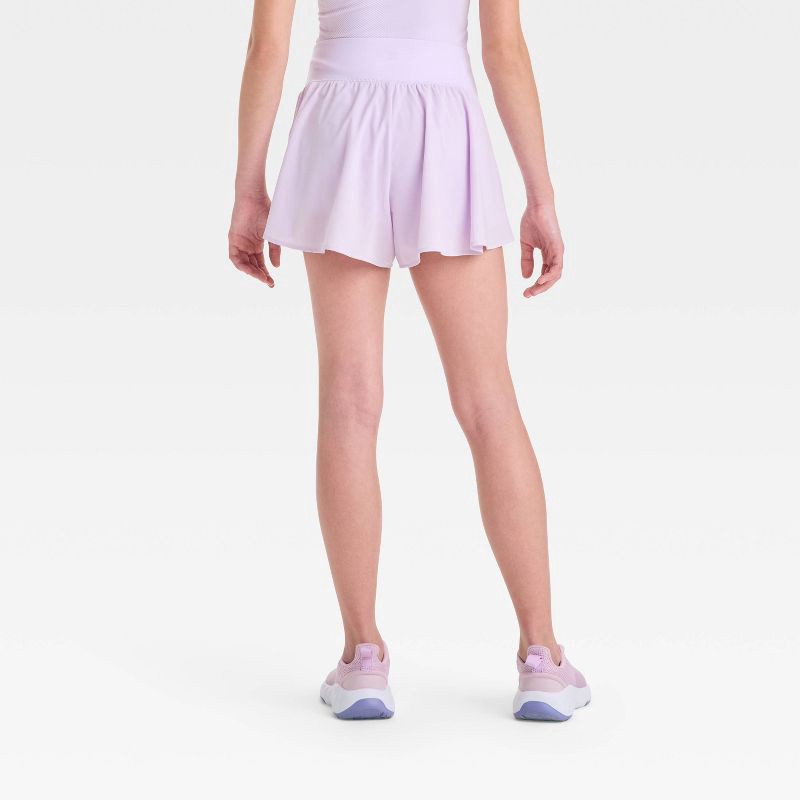 slide 3 of 3, Girls' Crossover Waistband Shorts - All In Motion™ Lilac Purple XL, 1 ct