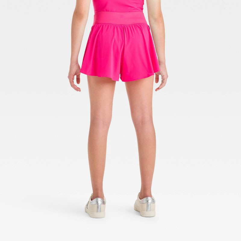 slide 2 of 3, Girls' Crossover Waistband Shorts - All In Motion™ Berry Pink M, 1 ct
