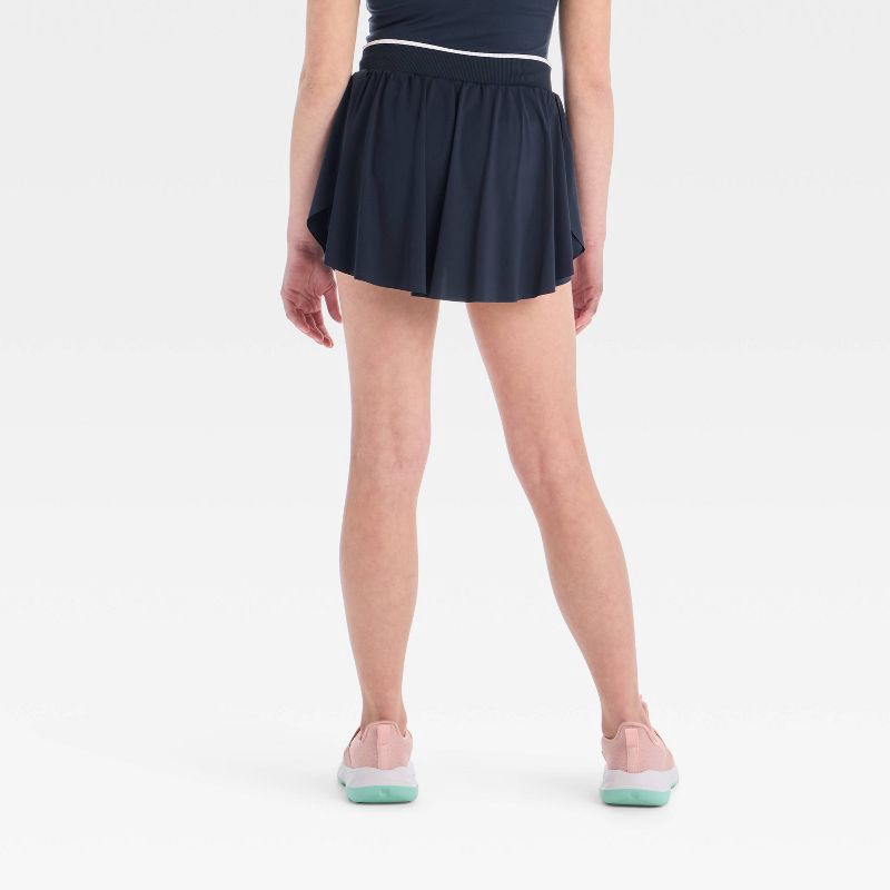 slide 2 of 3, Girls' Seamless Flowy Skort - All In Motion™ Navy Blue M, 1 ct
