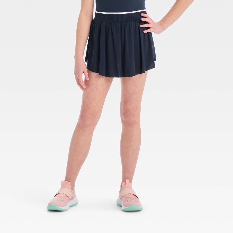 slide 1 of 3, Girls' Seamless Flowy Skort - All In Motion™ Navy Blue M, 1 ct