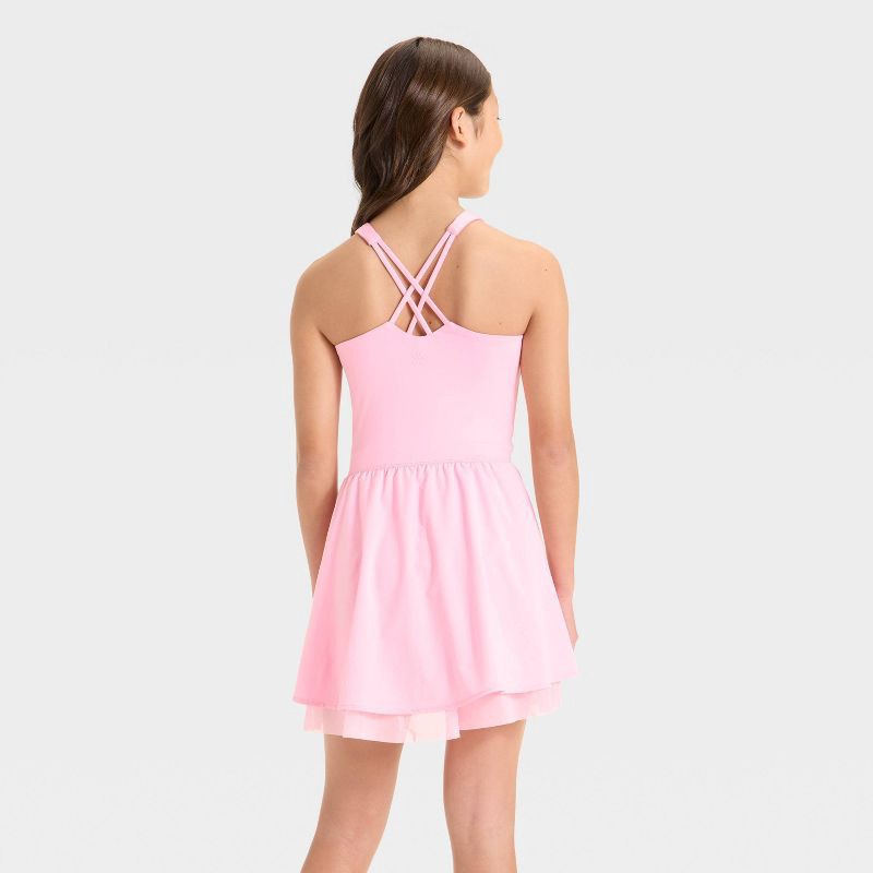slide 2 of 3, Girls' Knit Double Layer Dress - All In Motion™ Pink L, 1 ct