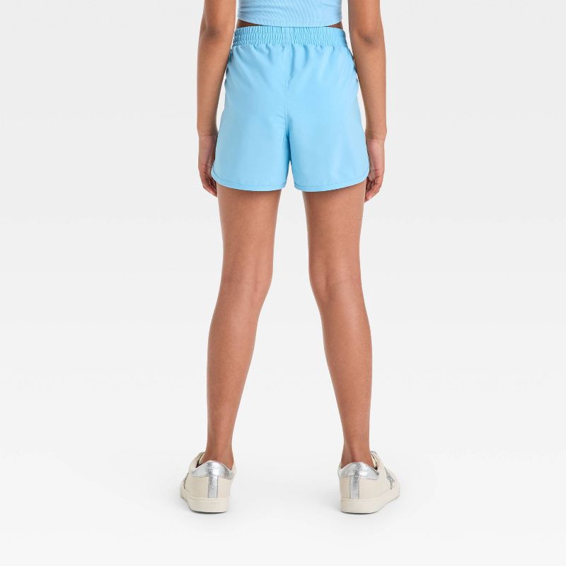 slide 2 of 3, Girls' Run Shorts - All In Motion™ Light Blue XS, 1 ct