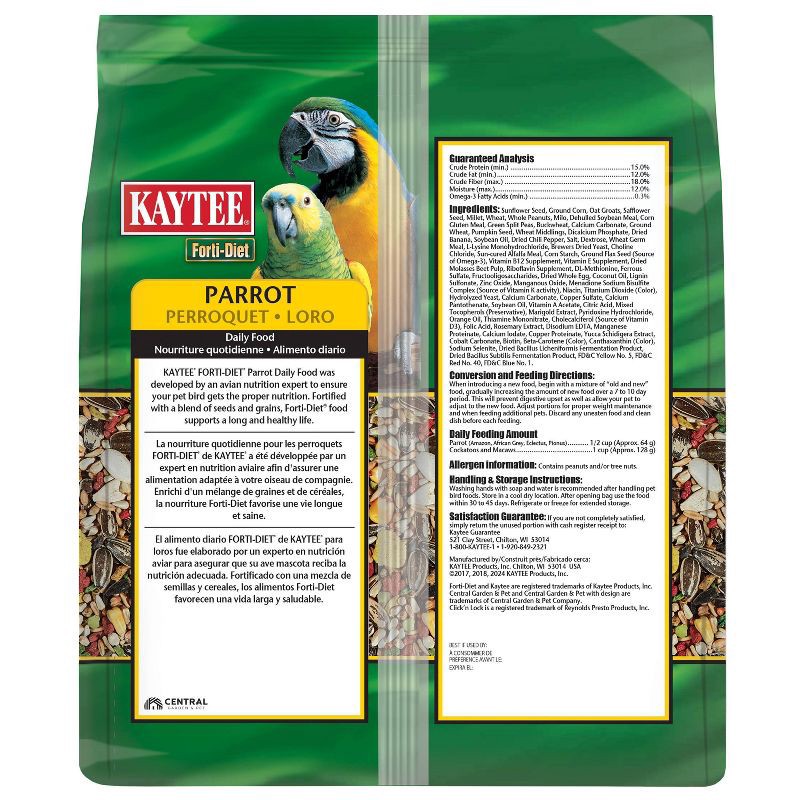 slide 2 of 2, Kaytee Forti Diet Parrot Bird and Wildlife Food - 5lbs, 5 lb