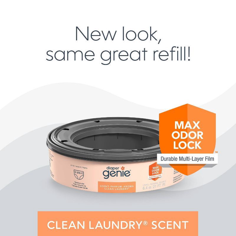 slide 4 of 9, Diaper Genie Diaper Disposal Pail System Refill - Clean Laundry - 3pk, 3 ct