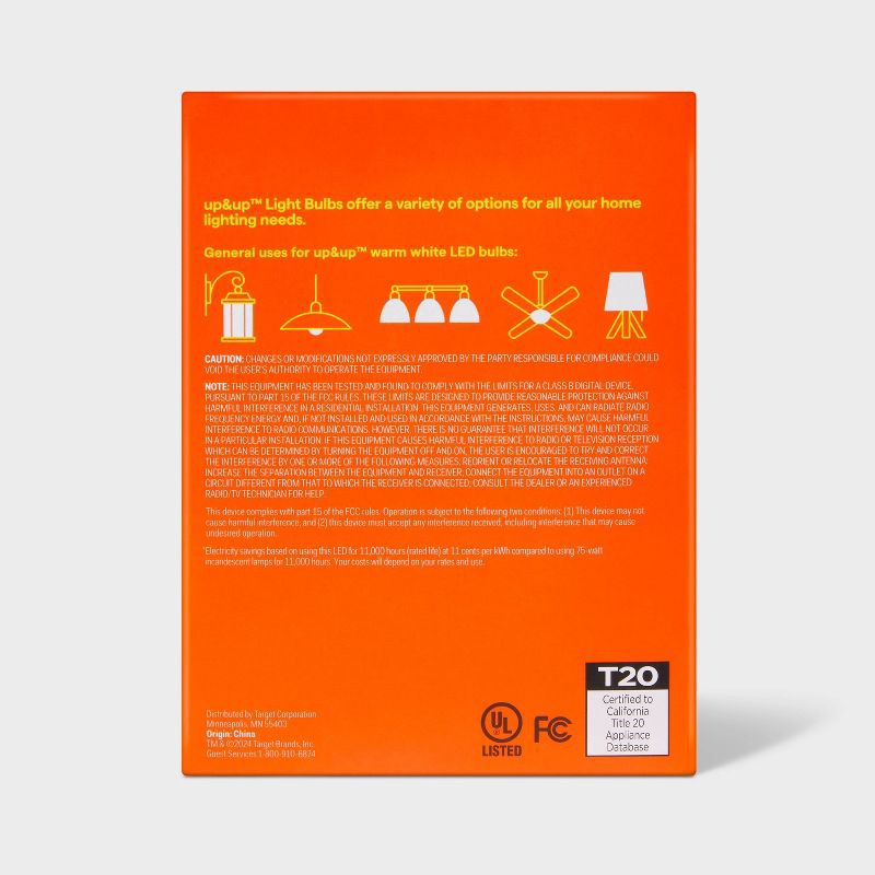 slide 3 of 5, 4pk 75W Plastic T20 Lightbulb Warm White - up&up™, 4 ct