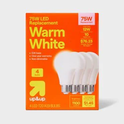 4pk 75W Plastic T20 Lightbulb Warm White - up&up™