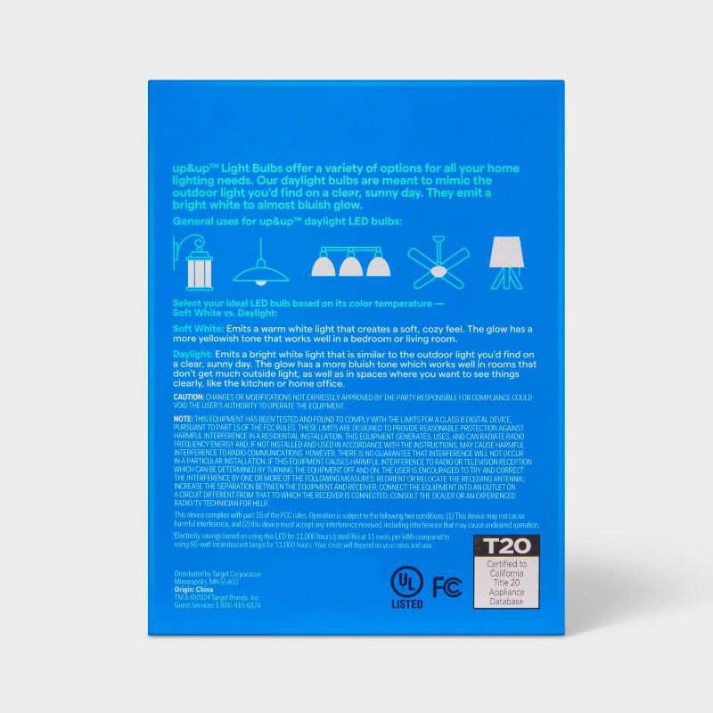 slide 3 of 5, 4pk 75W Plastic T20 Lightbulb Cool White - up&up™, 4 ct