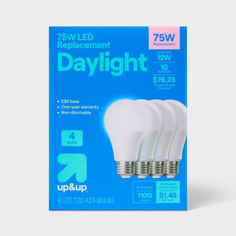 slide 1 of 5, 4pk 75W Plastic T20 Lightbulb Cool White - up&up™, 4 ct