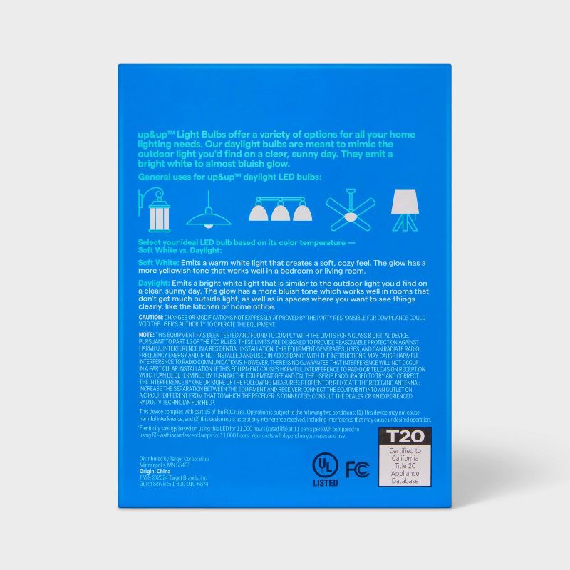 slide 3 of 5, 4pk 60W Plastic T20 Lightbulb Cool White - up&up™, 4 ct