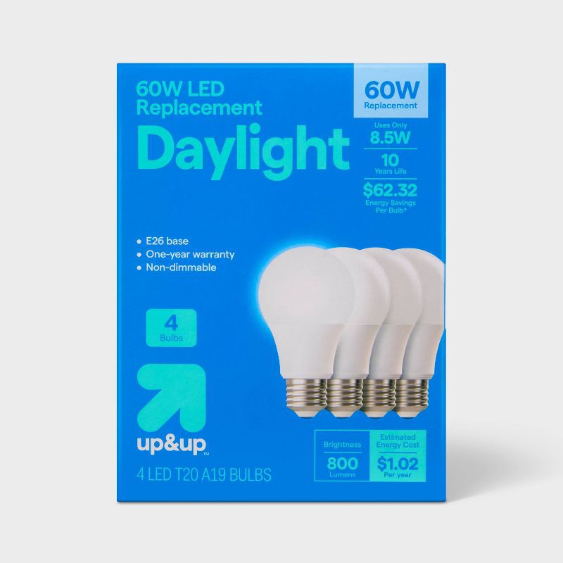 slide 1 of 5, 4pk 60W Plastic T20 Lightbulb Cool White - up&up™, 4 ct
