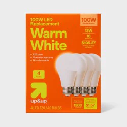 4pk 100W Plastic T20 Lightbulb Warm White - up&up™