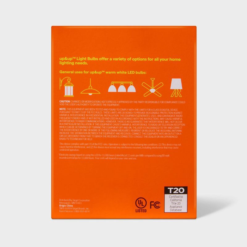 slide 3 of 5, 4pk 60W Plastic T20 Lightbulb Warm White - up&up™, 4 ct