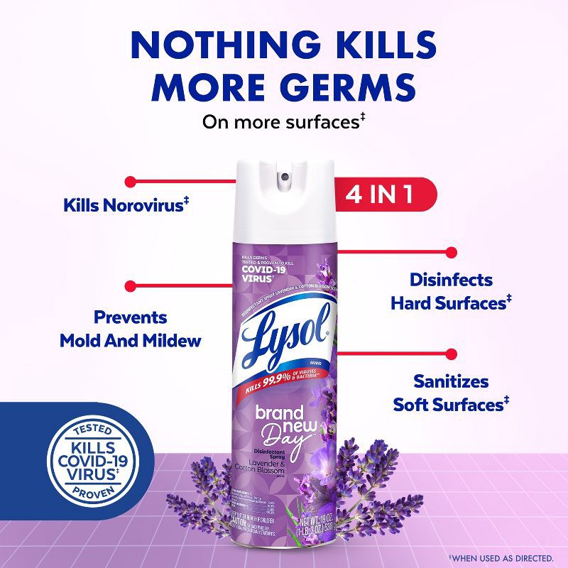 slide 2 of 8, Lysol Lavender Disinfectant Aerosol Spray - 38 fl oz, 38 fl oz