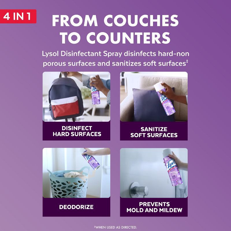 slide 3 of 8, Lysol Lavender Disinfectant Aerosol Spray - 38 fl oz, 38 fl oz