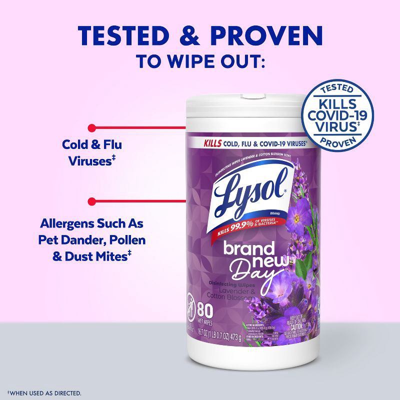 slide 2 of 10, Lysol Lavender Disinfecting Wipe - 80ct, 80 ct