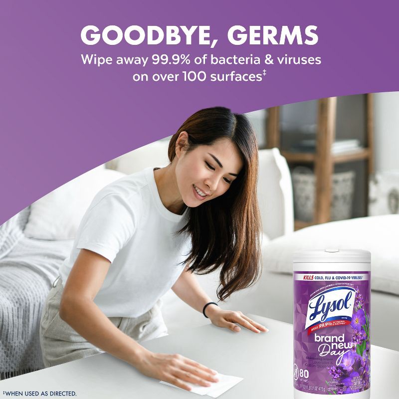slide 5 of 10, Lysol Lavender Disinfecting Wipe - 80ct, 80 ct
