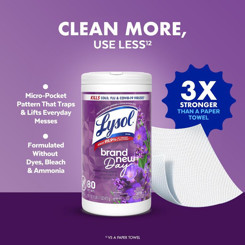 slide 9 of 10, Lysol Lavender Disinfecting Wipe - 80ct, 80 ct