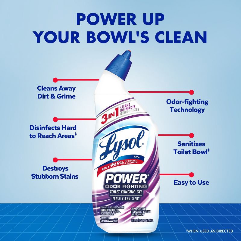 slide 2 of 7, Lysol Clean Scent Power Plus Odor Fighting Liquid Toilet Bowl Cleaner - 48 fl oz, 48 fl oz
