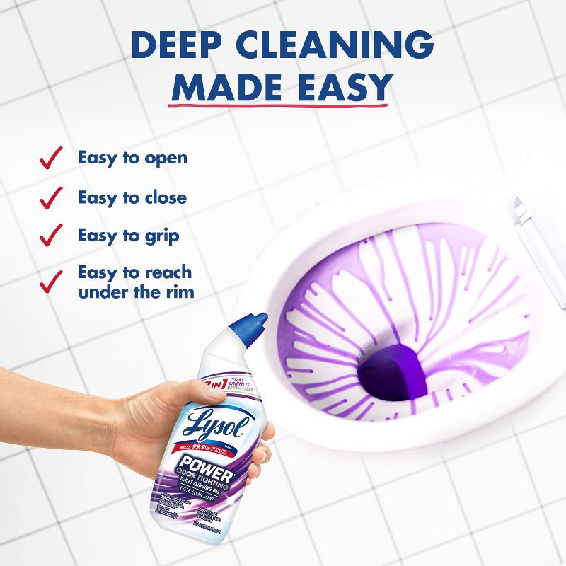 slide 5 of 7, Lysol Clean Scent Power Plus Odor Fighting Liquid Toilet Bowl Cleaner - 48 fl oz, 48 fl oz