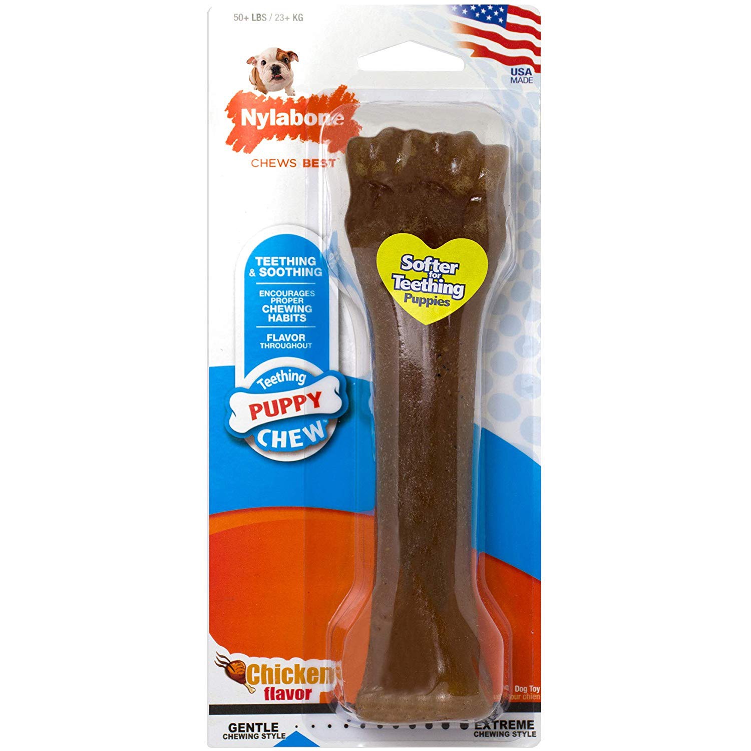 slide 1 of 9, Nylabone Just for Puppies Teething Chew Classic Bone Chicken Bone X-Large/Souper - 50+ lbs.(1 Count), medium; 6.82 oz