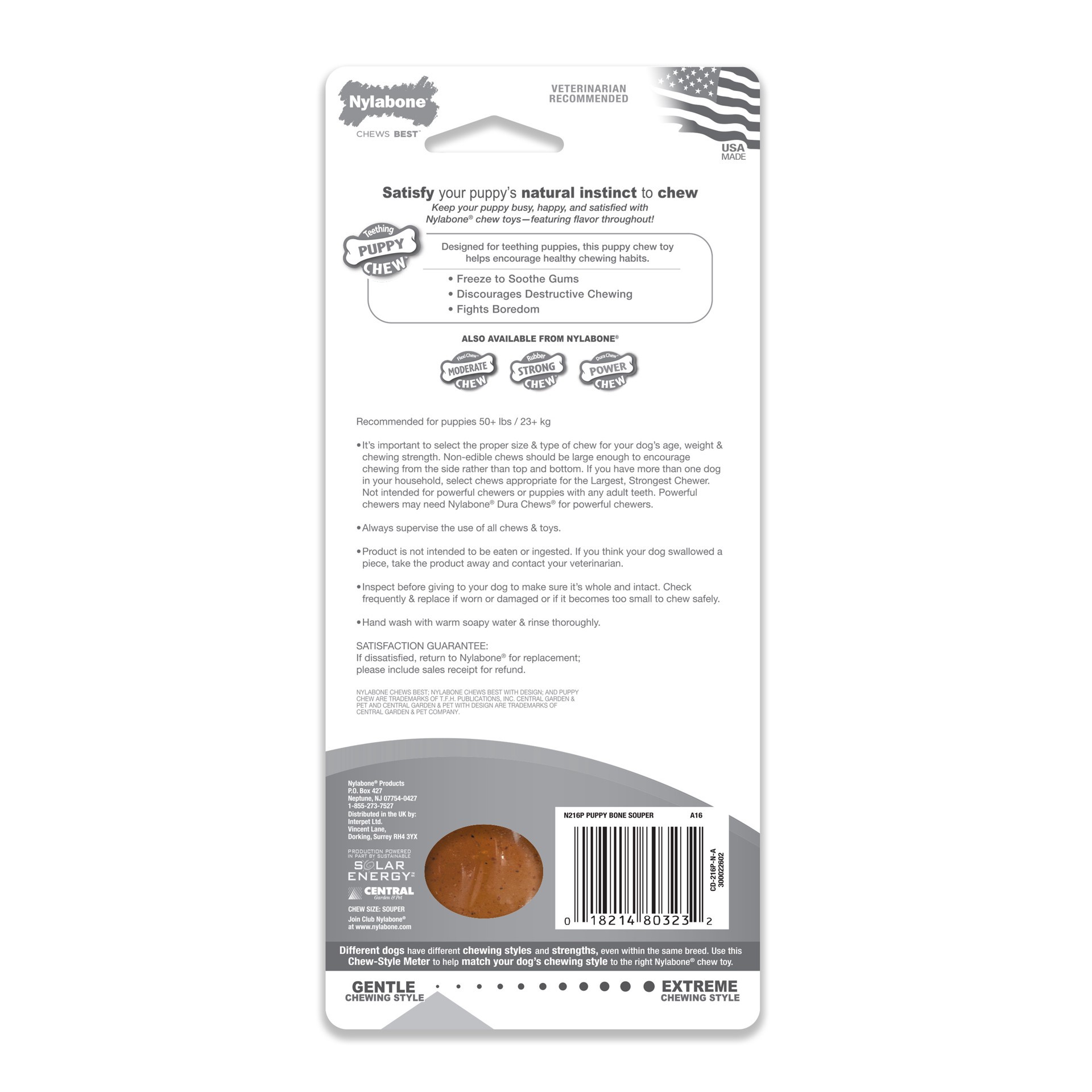 slide 6 of 9, Nylabone Just for Puppies Teething Chew Classic Bone Chicken Bone X-Large/Souper - 50+ lbs.(1 Count), medium; 6.82 oz