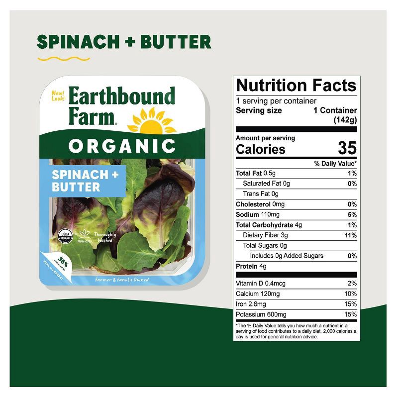 slide 2 of 3, Earthbound Farm Spinach + Butter Lettuce Blend - 5oz, 5 oz